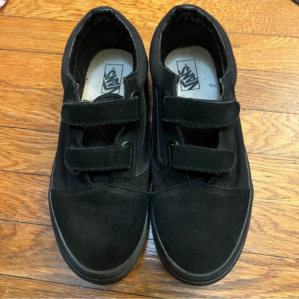 All Black Velcro Vans